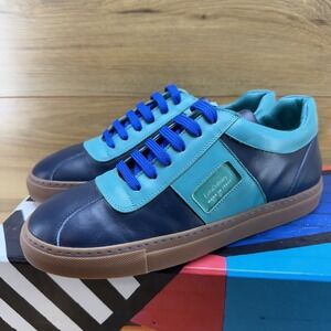 EXTRAORDINARY Ethan Treibs womens 10 Sneakers Blue Teal Leather Low Top